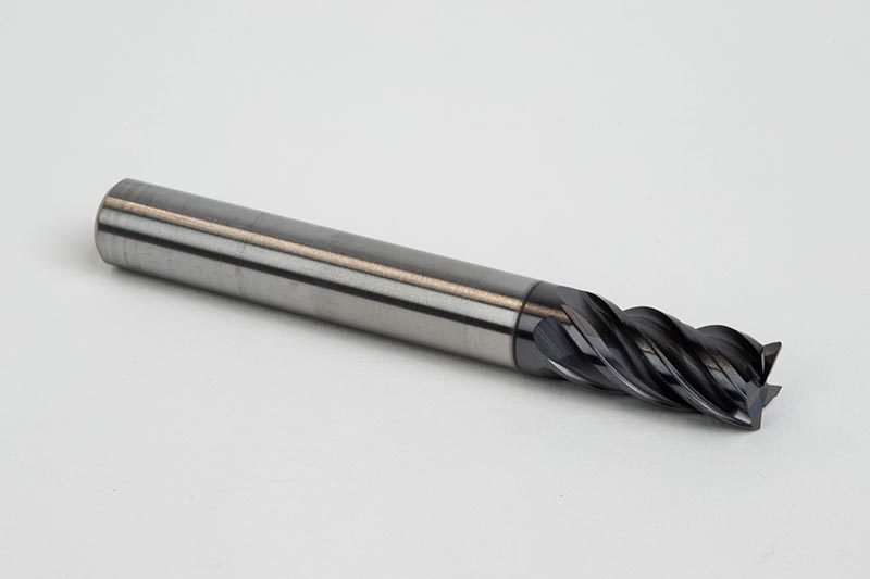 8mm Dia. Carbide End Mill, 5 Flute, AlTiN Coated, 8mm Smooth Shank x 16mm LOC, 0.2mm Chamfer, HTM